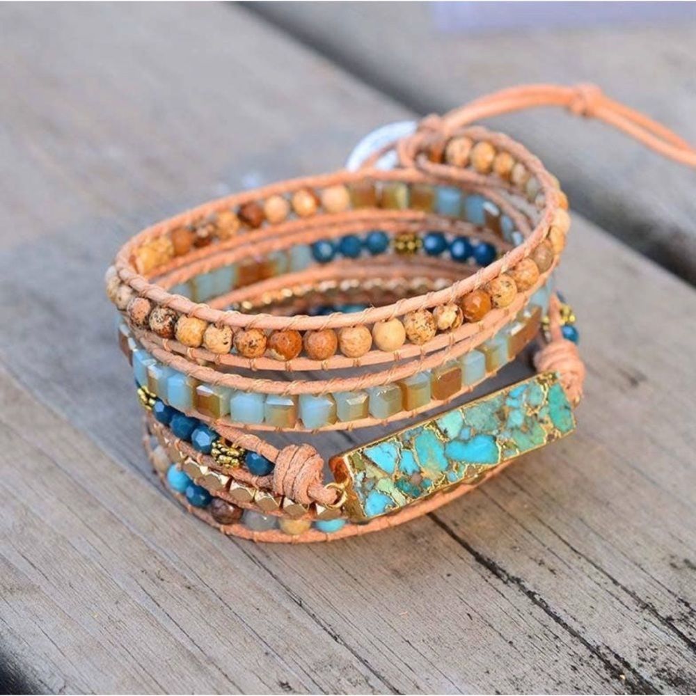 Golden Ocean Turquoise Wrap Bracelet